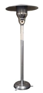 hiland ng-wss tall natural gas patio heater, 41,000 btu, 33" heat shield, built in ground fixtures, stainless steel, silver