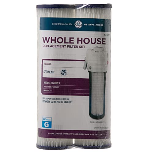 GE FXWPC Whole House Water Filter | Replacement for Water Filtration System | NSF Certified: Reduces Sediment, Rust & Other Impurities from Water | Replace Every 3 Months for Best Results | 2 Filters
