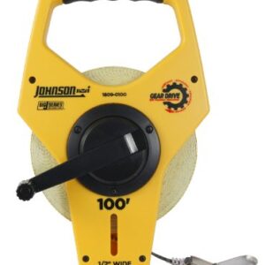 Johnson Level & Tool 1809-0100 Geared Open Reel Fiberglass Tape, 100', Yellow, 1 Tape