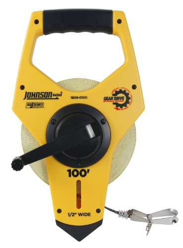 Johnson Level & Tool 1809-0100 Geared Open Reel Fiberglass Tape, 100', Yellow, 1 Tape