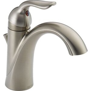 delta faucet lahara single hole bathroom faucet brushed nickel, single handle bathroom faucet, diamond seal technology, drain assembly, stainless 538-ssmpu-dst, 5.50 x 2.25 x 5.50 inches