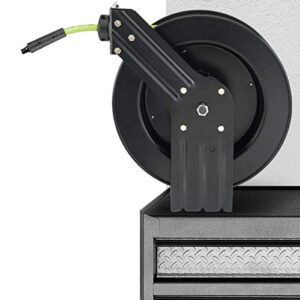 Flexzilla Open Face Retractable Air Hose Reel, 3/8 in. x 50 ft., Heavy Duty, Lightweight, Hybrid, ZillaGreen - L8611FZ