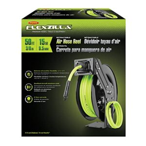 Flexzilla Open Face Retractable Air Hose Reel, 3/8 in. x 50 ft., Heavy Duty, Lightweight, Hybrid, ZillaGreen - L8611FZ