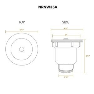 Whitehaus NRNW35A-SS 3-1/2-Inch Basket Strainer with Deep Removable Basket, Stainless Steel