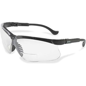 honeywell uvex ademco genesis 2 diopter black safety glasses with clear anti-scratchhard coat lens, clear lens, black frame, 2.0