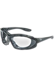 uvex s0600x seismic safety eyewear, black frame, clear uvextra anti-fog lens/headband