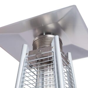 Fire Sense 60523 Pyramid Flame Patio Heater 40,000 BTU Outdoor Propane Heater Tower with Wheels - Stainless Steel