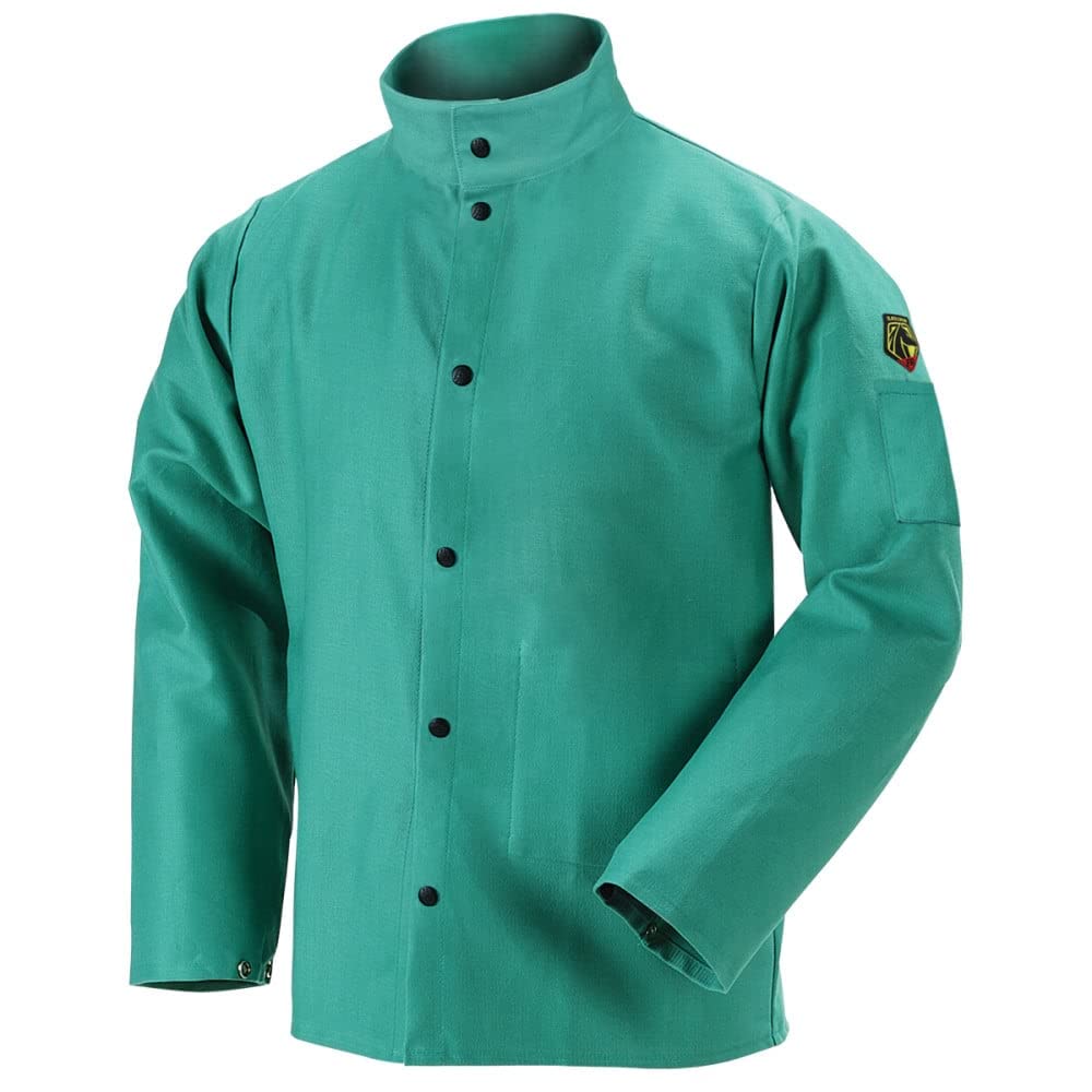 Revco F9-30C-XXXL Truguard 200 Flame-Resistant Cotton Welding Jacket, Green 3XL