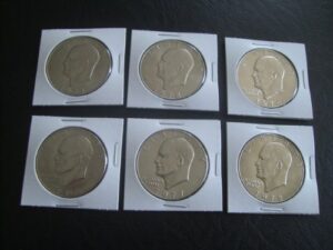 1971-1978 p all 6 ike eisenhower circulated dollar coins set from phliladelphia mint