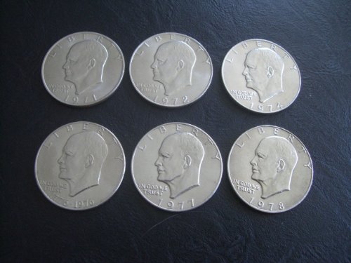 1971-1978 P All 6 IKE Eisenhower Circulated Dollar Coins Set From Phliladelphia Mint