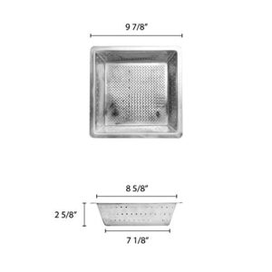 Excellante Commercial Floor Drain Strainer, 304 Stainless Steel, 0.8Mm, 10-Inch by 10-Inch by 3-Inch