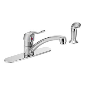 moen 8707 commercial m-dura one-handle kitchen faucet with side spray, 1.5 gpm, chrome, 0.375