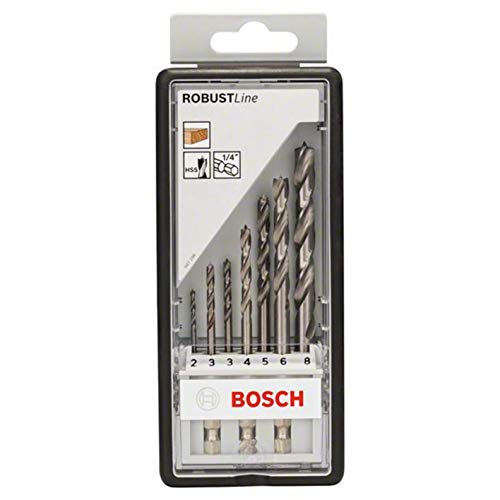 Bosch 2607019923 Wood Twist Drill Bit-Set "Robust Line" 2-8mm 7 Pcs