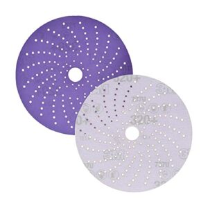 3m hookit purple clean sanding abrasive disc 30760, 6 in, 800+ grade, pack of 50 discs, virtually dust-free, high performance, long lasting, multi-hole pattern, feather edging, stock removal