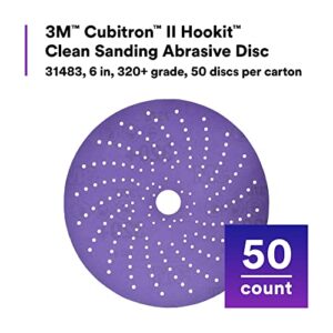 3M Hookit Purple Clean Sanding Abrasive Disc 30760, 6 in, 800+ Grade, Pack of 50 Discs, Virtually Dust-Free, High Performance, Long Lasting, Multi-Hole Pattern, Feather Edging, Stock Removal