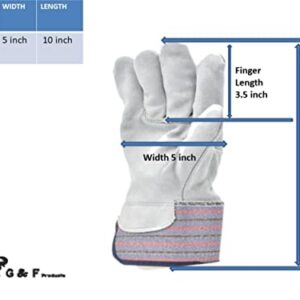 G & F Products unisex adult Safety Cuff Regular Grade work gloves, Grey, Large Pack of 5 US