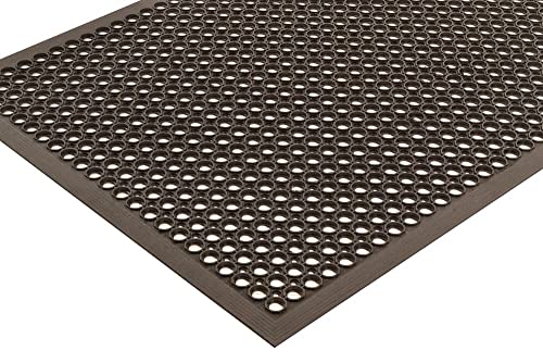 NoTrax 3' x 5' Lightweight Restaurant Rubber Floor Mat with Drainage Holes, Anti-Fatigue Mats, Black, T30 Competitor, T30S0035BL