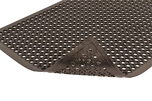 NoTrax 3' x 5' Lightweight Restaurant Rubber Floor Mat with Drainage Holes, Anti-Fatigue Mats, Black, T30 Competitor, T30S0035BL