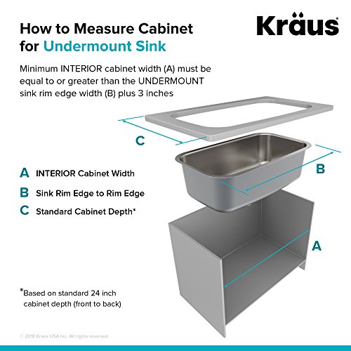 Kraus KBU14 31-1/2 inch Undermount Single Bowl 16-gauge Stainless Steel Kitchen Sink