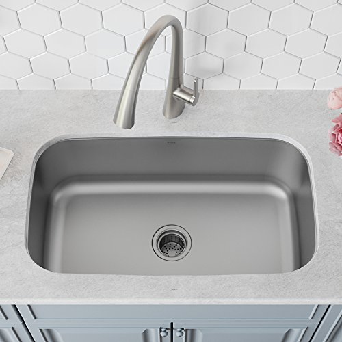 Kraus KBU14 31-1/2 inch Undermount Single Bowl 16-gauge Stainless Steel Kitchen Sink