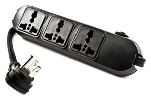 simran sm-60 universal power strip 3 outlets for 110v-250v worldwide travel with surge/overload protection