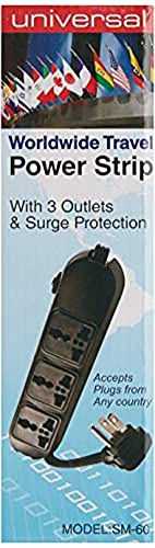 Simran SM-60 Universal Power Strip 3 Outlets for 110V-250V Worldwide Travel with Surge/Overload Protection