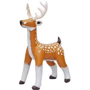 jet creations inflatable standing deer reindeer inflatable air plush stuffed animal, great for toy gift party decorations, 74 inch h, an-deer, brown, white