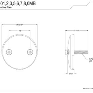 Kingston Brass DTT108 Bath Tub Overflow Plate, Brushed Nickel 3.19 x 3.19 x 2.31