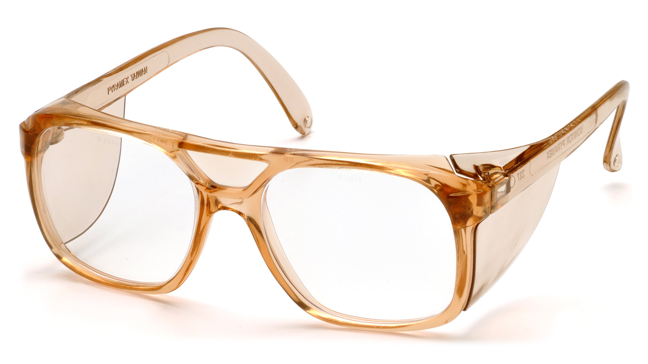 Pyramex Monitor Safety Glasses, Caramel Frame with Clear Lens