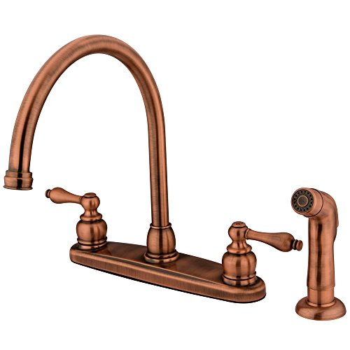 Elements of Design Victorian EB726ALSP Goose Neck Kitchen Faucet with Non-Metallic Sprayer, Vintage Copper