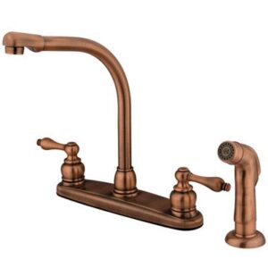 elements of design eb716alsp victorian high arch kitchen faucet with non-metallic sprayer, 7" in spout reach, vintage copper