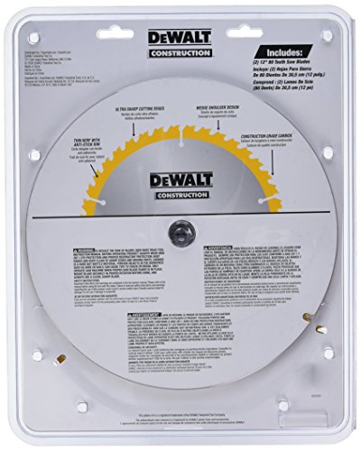 DEWALT Miter Saw Blade, 80 Tooth, 12 Inch, 2 Pack, Stainless Steel (DW3128P5D80I)