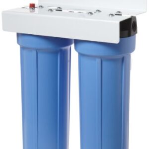 Pentair Pentek BFS-201 Slim Line Two-Housing Filtration System, 3/8" NPT #10 Low Profile Water Filter Housing, Holds 10" x 2.5" Filter Cartridges, Blue