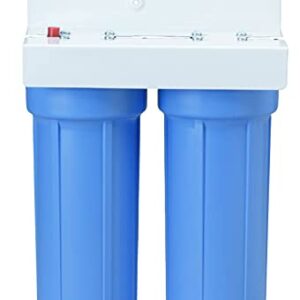 Pentair Pentek BFS-201 Slim Line Two-Housing Filtration System, 3/8" NPT #10 Low Profile Water Filter Housing, Holds 10" x 2.5" Filter Cartridges, Blue