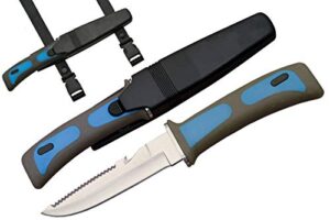 szco supplies 9" blue diver's utility knife with leg strap sheath (210424-bl)