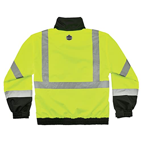 Ergodyne unisex adult 3-in-1 Hi-vis 3 in 1 Hi Vis Winter Bomber Jacket, Lime, XX-Large