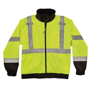 Ergodyne unisex adult 3-in-1 Hi-vis 3 in 1 Hi Vis Winter Bomber Jacket, Lime, XX-Large