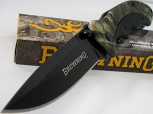 browning knives 276 mossy oak linerlock knife with black blade