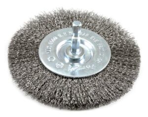 forney 72740 wire wheel brush, fine crimped with 1/4-inch hex shank, 4-inch-by-.008-inch