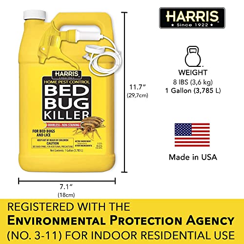 HARRIS Bed Bug Killer, Liquid Spray with Odorless and Non-Staining Formula (Gallon)