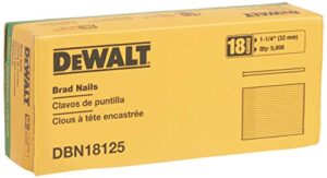 dewalt brad nails, heavy duty, 18ga, 1-1/4-inch, 5000-pack (dbn18125)