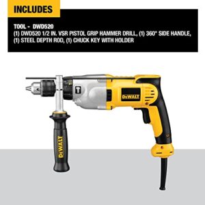 DEWALT Hammer Drill, 1/2-Inch, 10-Amp, Pistol Grip (DWD520)