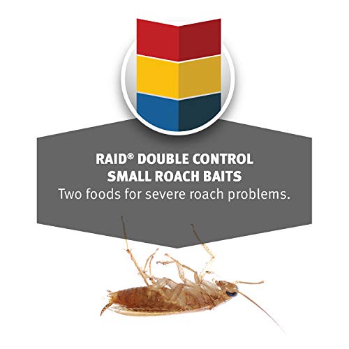 Raid Double Control Small Roach Baits, Child Resistant, For Indoor Use, Kills Roaches for 3 Months, 12 Count