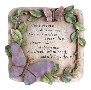 evergreen those we love don't go away garden memorial stone | outdoor safe | 10-inch | remembrance gift | décor for homes, lawn and garden