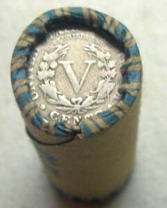 circulated liberty v nickels, roll of 40 coins