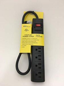 avbcable lts-6cxbb 6 outlet power strip with a right angle plug, black