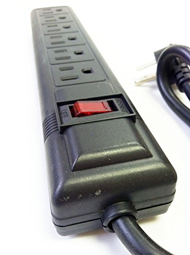 AVBcable LTS-6CXBB 6 Outlet Power Strip with a Right Angle Plug, Black