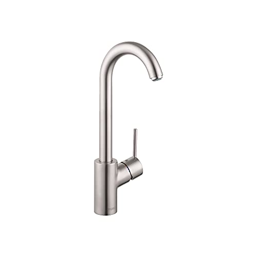 hansgrohe Talis S Stainless Steel Bar Kitchen Faucet, Bar Sink Faucet Single Hole, Faucet for Kitchen Sink, Stainless Steel Optic 04287800