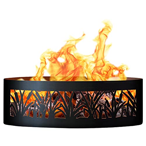 PD Metals CFR00948 Cattail Unpainted 12 in. Tall 48 in. Diameter Outdoor Fire Ring - 48 x 48 x 12 in. - Rustic Black Color