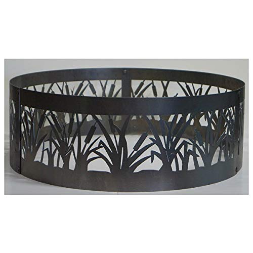 PD Metals CFR00948 Cattail Unpainted 12 in. Tall 48 in. Diameter Outdoor Fire Ring - 48 x 48 x 12 in. - Rustic Black Color